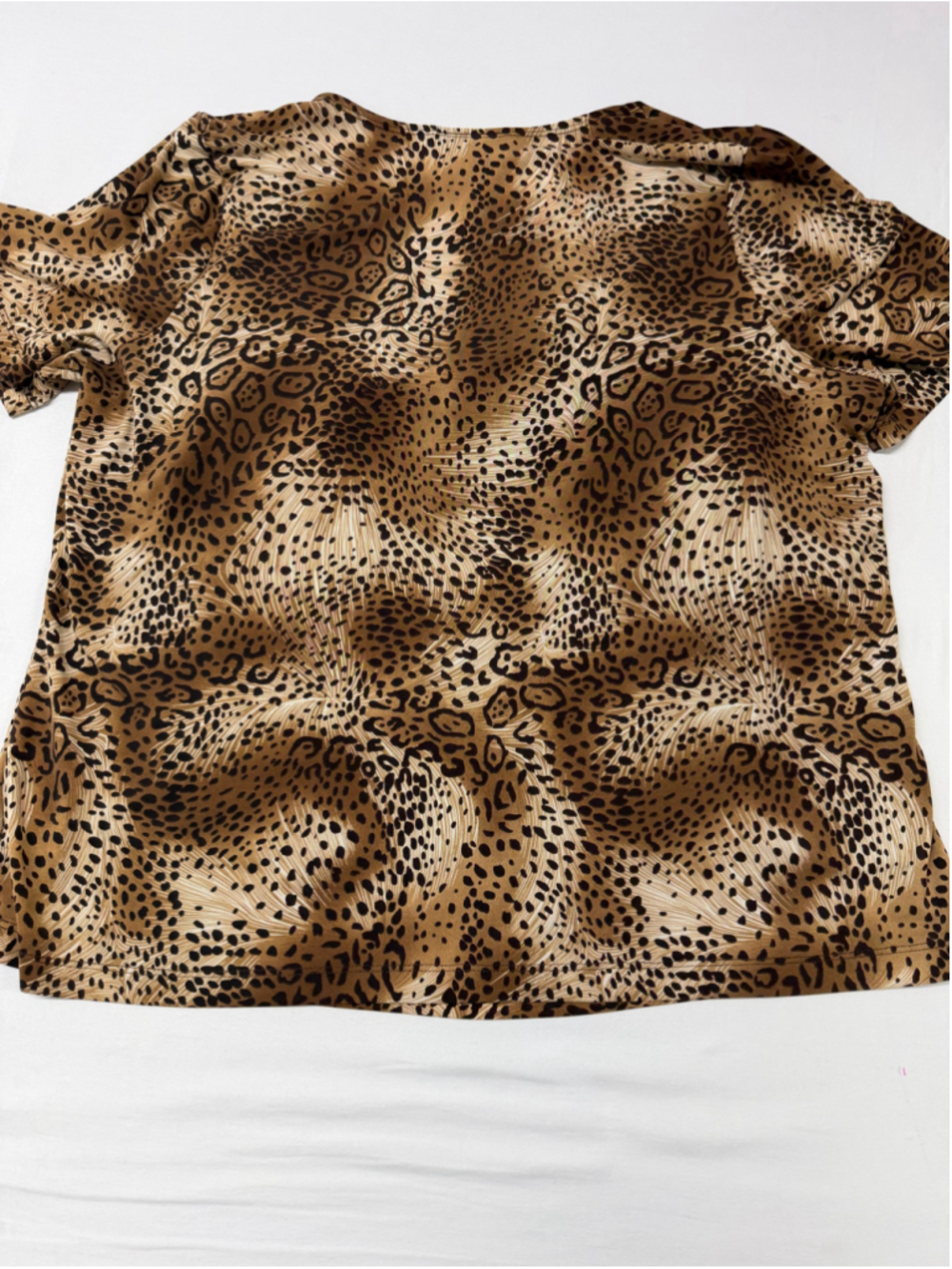 Women's Addition Elle Animal Print Cowl Neck Short Sleeve Tee, Brown, 3X. 2049 - Picture 2 of 5